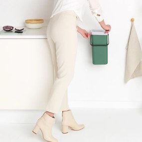 Кош за разделно събиране на боклук Brabantia Sort&Go 1003234, 12 л, Дръжка, Възможност за стенен монтаж, Тъмнозелен