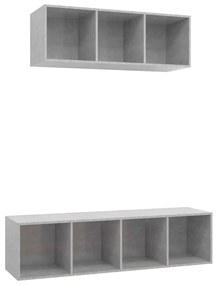 3079794 vidaXL Комплект ТВ шкафове от 2 части, бетонно сив, инженерно дърво