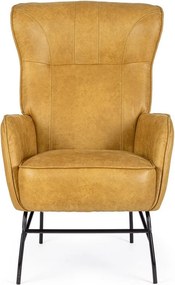 Кресло от изкуствена кожа в цвят горчица Nasira – Bizzotto