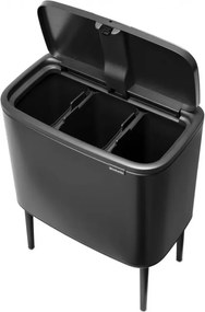 Кош за боклук Brabantia Bo Touch 1008857, 3x11 л, Плавно и безшумно отваряне, Голям отвор, Тъмносив