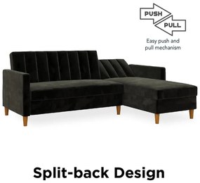 Черен разтегателен диван с кадифена повърхност и място за съхранение Celine - Støraa