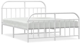 353706 vidaXL Метална рамка за легло с горна и долна табла, бяла, 180x200 см