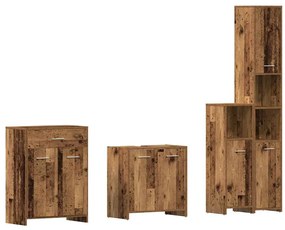 3328941 vidaXL Комплект мебели за баня от 4 части старо дърво инженерно дърво