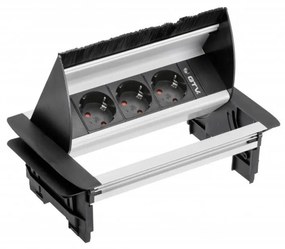 GTV AE-PBC3GS-53BKS LETTERBOX Pop-up контакт за вгражд., 3х Schuko, без корпус, капак, сребрист