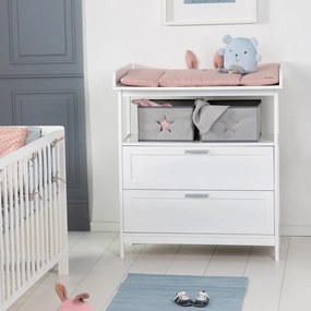 Бял детски скрин с маса за преповиване 75x100x87 cm Hamburg – Roba