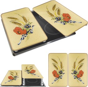 Капаци за печка в комплект от 2 броя от закалено стъкло 52x30 cm Corn-Flowers - Maximex