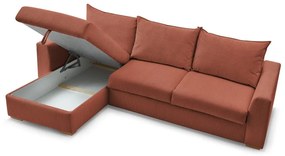 Разтегателен ъглов диван от рипсено кадифе в тухлен цвят (променлив) Augustin – Bobochic Paris