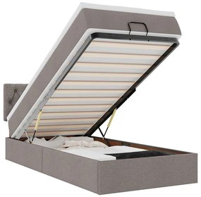 3312350 vidaXL Османска легло с матрак и LED, таупе, 80x200 см, плат