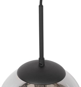 Арт Деко висяща лампа черна с димно стъкло вкл. адаптер за релса 1-фазна - Iconic Flore