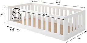 Детско легло Bellissimo-Бяло-80 x 160