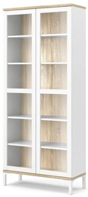 Витрина от дъбов декор в бял и естествен цвят 89x203x36 cm Roomers – Tvilum