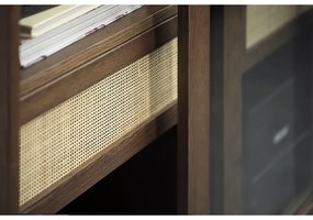 Тъмнокафява витрина от декор от дъб с плъзгащи се врати 110x160 cm Barrali – Unique Furniture