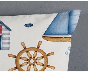 Синьо -кремаво памучно детско спално бельо за детско креватче 100x135 cm Ahoy – Good Morning