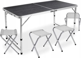 Сгъваема къмпинг маса със столове - туристически комплект за 4 души Сив