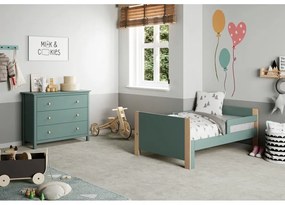 Детско легло в зелено-натурално с възможност за удължаване 90x140/190 cm Willi - Marckeric