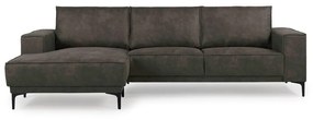 Ъглов диван в черно и сиво от изкуствена кожа (ляв ъгъл) Copenhagen - Scandic