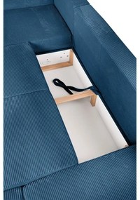 Син сгъваем ъглов диван от рипсено кадифе (десен ъгъл/"U" форма) Tori – Bonami Selection