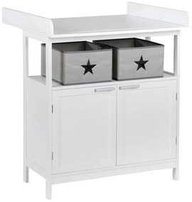 Бял детски скрин с маса за преповиване 75x100x87 cm Hamburg – Roba