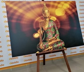Картина на платно – Статуя на Буда с абстрактен фон