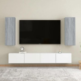 815750 vidaXL ТВ шкафове, 2 бр, сив сонома, 30,5x30x90 см, инженерно дърво