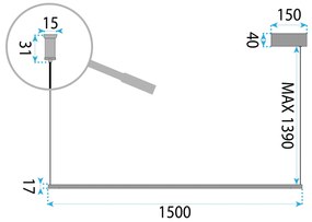 Лампа LED LHJ032-CP 150 cm BLACK