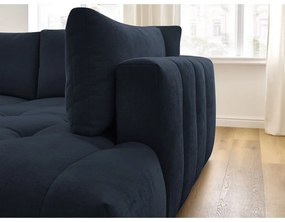 Тъмносин сгъваем/с място за съхранение ъглов диван (десен ъгъл/L форма) Fuji – Bobochic Paris