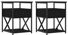 826074 vidaXL Нощни шкафчета 2 бр черни 40x42x55 см инженерно дърво