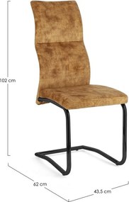 Тапициран трапезен стол в цвят горчица Thelma – Bizzotto