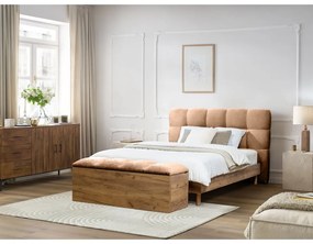 Светлорозово двойно тапицирано легло с включена подматрачна рамка 180x200 cm Kumo – Bobochic Paris