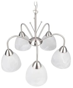 Бяло-сребристо висящо осветително тяло със стъклен абажур ø 55 cm Dobby – Trio