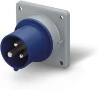 Scame Промишлен щепсел 2P+Е 32A 200-250V IP54, 6h серия Optima панелен монтаж 75x75мм - 243.3293