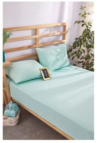 Светлосини еластични памучни чаршаф и калъфка за възглавница в комплект 180x200 cm – Mila Home
