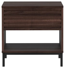 Тъмнокафяво нощно шкафче с орехов плот Celine – Støraa