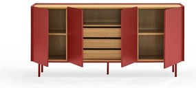Червен нисък скрин от декор от дъб 165x78 cm Arista – Teulat