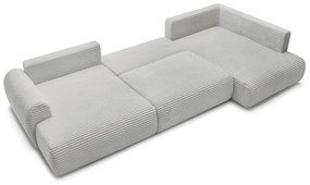 Светлосив разтегателен ъглов диван от рипсено кадифе (ляв ъгъл/"U" форма) Lucien – Bobochic Paris