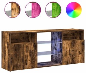 815714 vidaXL ТВ шкаф с LED осветление, опушен дъб, 120x30x50 см