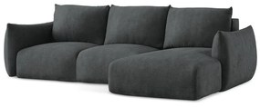 Тъмносив шенилов сгъваем ъглов диван (десен ъгъл) Leila – Makamii