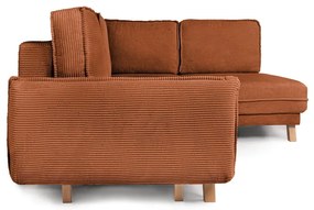 Оранжев сгъваем ъглов диван от рипсено кадифе Tori – Bonami Selection