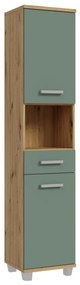 Шкаф за баня VENOM зелен/дъб artisan