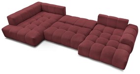 Бордо шенилов сгъваем/с място за съхранение ъглов диван (ляв ъгъл/U форма) Everest – Bobochic Paris