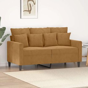 359300 vidaXL 2-местен диван, кафяв, 120 см, кадифе