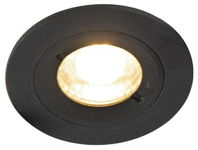 Модерен смарт вграден прожектор черен кръгъл вкл. WiFi GU10 IP54 - Xena