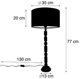 Лампа за маса Art Deco златен кадифен нюанс син 35 cm - Torre