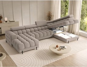 Светлокафяв кадифен разтегателен ъглов диван (десен ъгъл U форма) Feraria – ELTAP