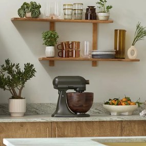 Планетарен миксер KitchenAid Artisan Evergreen 5KSM180WSEEG, 300W, 4.7 л, Direct drive, 10 скорости, Накланяща се глава, Купа от орехово дърво, Тъмнозелен/кафяв