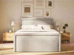 Сиво боксспринг легло 200x200 cm с място за съхранение Fresco – Maison de Rêve