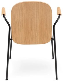 Трапезни столове в комплект с подлакътници/за подреждане 2 бр. от декор от дъб в цвят кафяв коняк/в естествен цвят Book – Gazzda