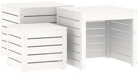 823956 vidaXL Комплект градински кутии от 3 части, бели, масивно дърво бор