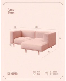 Светлосив ъглов диван (ляв ъгъл) Kukumo - Ame Yens
