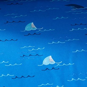 Син еластичен единичен детски чаршаф 90x190 cm Jawsome Shark – Catherine Lansfield